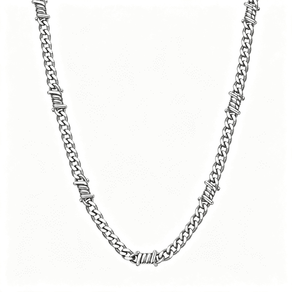 TUWAFE Stainless Steel Barbed Wire Cuban Chain Necklace for Men&Women,Edgy Fierce Design,Waterproof&Tarnish Resistant,Silver/Black Tone,5/7/9/12Mm,16-22 Inches,Street Punk Style Jewelry