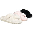 thumbnail image 6 of Brinley Co. Womens Crisscross Faux Fur Slipper, 6 of 6
