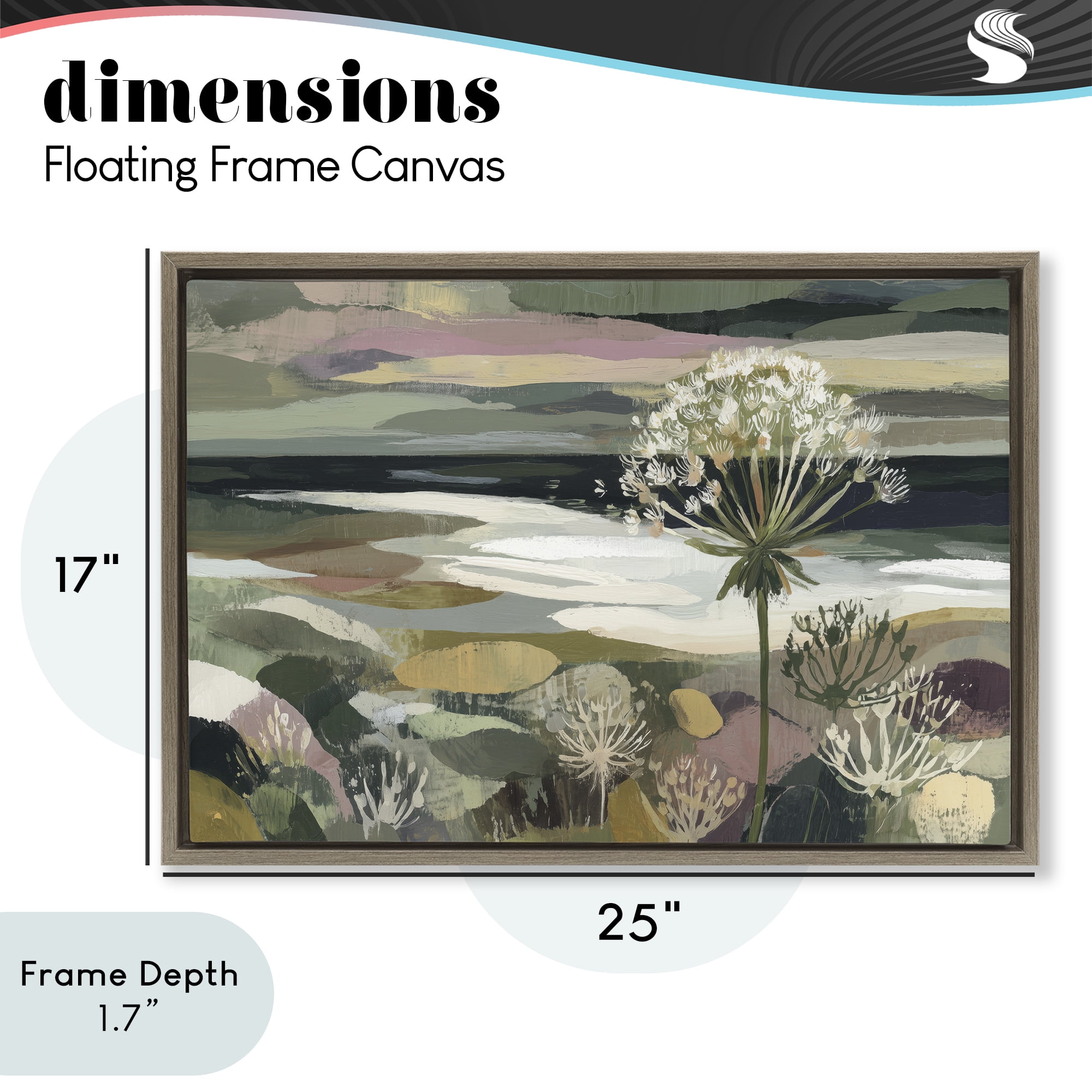 Stupell Industries Dandelion in Misty Meadow Brown Framed Floater Canvas Wall Art, design by Chromatic Storm Studio