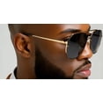 thumbnail image 3 of Dark Black Lens Sunglasses Men's Fashion Forward Gold Frame Street Wear Trendy, 3 of 9