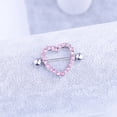 thumbnail image 3 of Anillo de pezón con diamantes de imitación en forma de amor de dos pisos, joyería para el cuerpo, perforación antialérgica (rosa S), 3 of 3