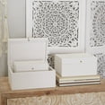 thumbnail image 2 of DecMode Intricate Carved White Wood Decorative Box with Hinged Lid, 3 Count, 2 of 8