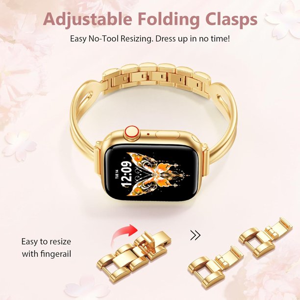 Slim Gold Band Compatible with Apple Watch 38mm 40mm 41mm 42mm