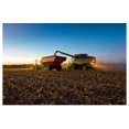 thumbnail image 1 of Great BIG Canvas | Rolled Scott Sinklier Poster Print entitled A farmer augers yellow grain corn from his combine into a grain wagon at night in, 1 of 4