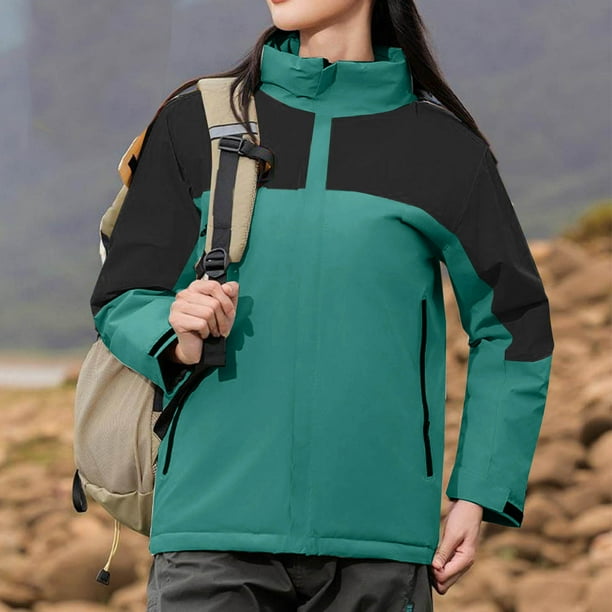 Chaquetas y abrigos casuales con capucha y manga larga para mujer, color, con bolsillo y cremallera, chaqueta cortavientos de poliéster para mujer
