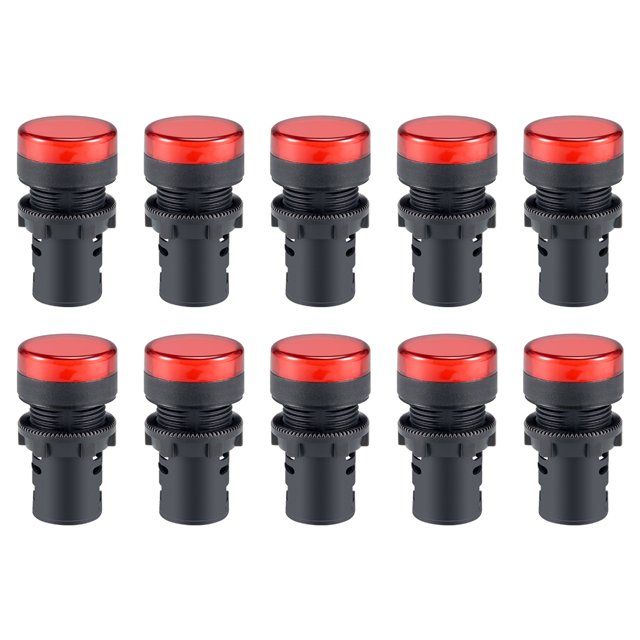 Unique Bargains 10 Pcs Voyants Lumineux AC/DC 12V, LED Rouge, Support de Panneau Affleurant 7/8 Pieds 22mm