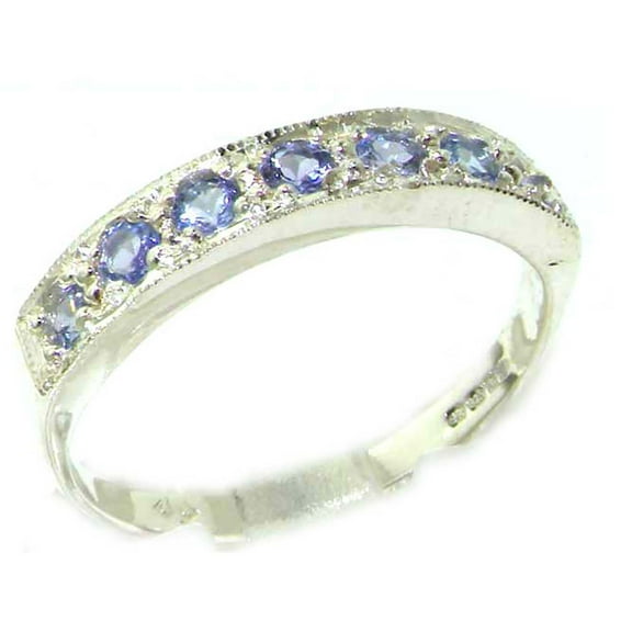 LBG 925 Sterling Silver Natural Tanzanite Womens Band Ring - Sizes 4 to 12 Available