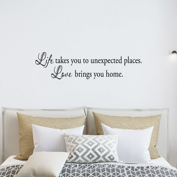 VWAQ Life takes you Unexpected Places Love Brings You Home Matte Black Vinyl Wall Decal Quote (6"H x 22")