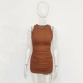 thumbnail image 3 of Vestido Nuevo vestido ajustado de canalé plisado Cgtredaw para Mujer Café T L, 3 of 7