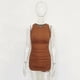 thumbnail image 3 of Vestido Nuevo vestido ajustado de canalé plisado Cgtredaw para Mujer Café T XXL, 3 of 7