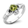 thumbnail image 2 of Irish Claddagh 5mm Heart Peridot 925 Sterling Silver Solitaire Valentines Day Gifts Ring, 2 of 3