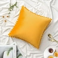 thumbnail image 2 of HZKAICUN Pack of 2 Velvet Throw Pillow Covers Pompom Decorative Pillowcases Solid Soft Cushion Covers with Poms Square for Couch Sofa Bedroom Car 18x18inch Dark Green, 2 of 6