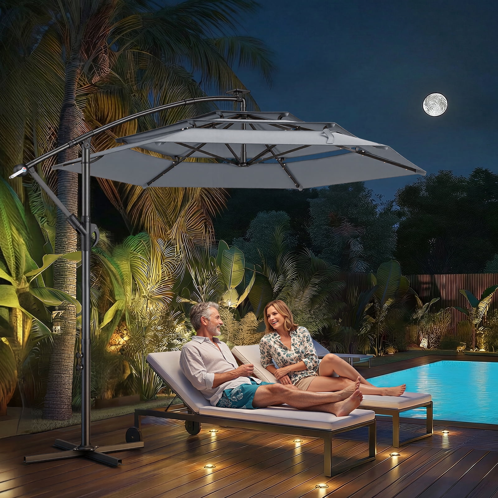 at leisure pati umbrella AreShark 9FT Patio with Solar Lights, 32 Lighted Pool Umbrella w/Tilt and Crank, Outdoor Market Solar Umbrellas for Garden, Deck, Backyard, Pool and Beach, Dark Green : Patio, Lawn Beneath the Club Umbrella its almost summer which means