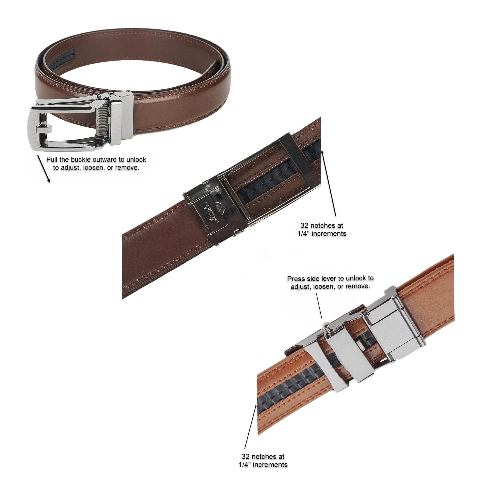 Men's Track Belt Checkered Cougar Style Ratchet Adjustable Buckle | B130 Tan