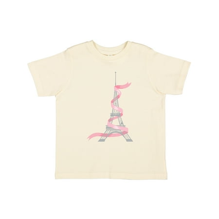 

Inktastic White Eiffel Tower with Pink Ribbon Gift Toddler Boy or Toddler Girl T-Shirt