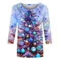thumbnail image 5 of Holiday Gifts! Titcea Christmas Shirts for Women 3/4 Sleeve Round Neck Fashion Christmas Print Pullover Sweaters 2024 Loose Comfortable Casual Tops, 5 of 5