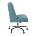 thumbnail image 4 of Homestock Medieval Moods Office Chair, Featuring Plush Aqua Fabric Upholstery, Chrome Base With Metal Casters, Pine, Rubberwood, Metal, 24"W X 18.5"D, 4 of 7