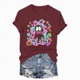 thumbnail image 7 of NOLDARES Halloween Shirt for Women Funny Ghost Costume Tshirts Halloween Short Sleeve Graphic Tee Tops(Wine,XXXL), 7 of 7
