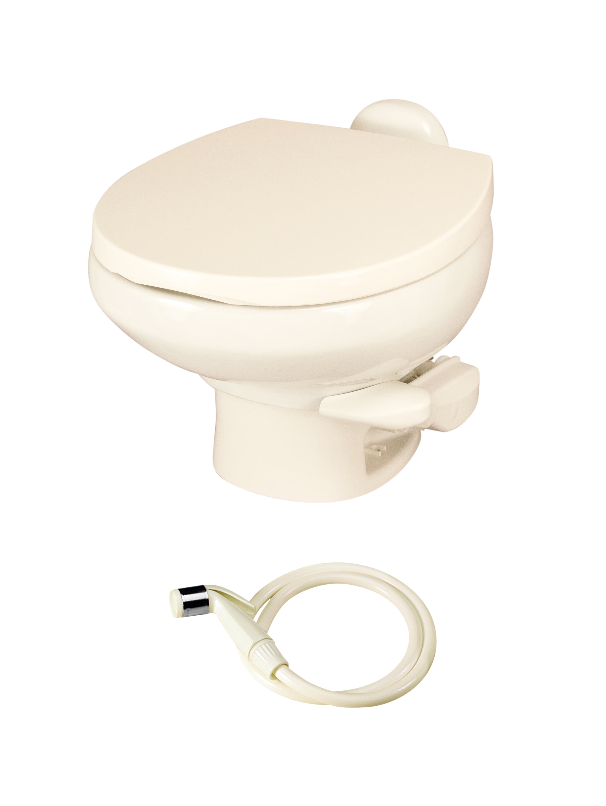 Aqua Magic Style II RV Toilet with Hand Sprayer / Low Profile / Bone