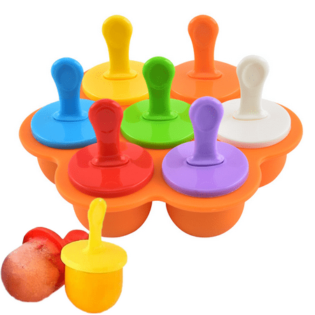 

Silicone Popsicle Molds Ice Pop Molds Storage Container for Homemade Food Kids Ice Cream DIY Pop Molds Orange