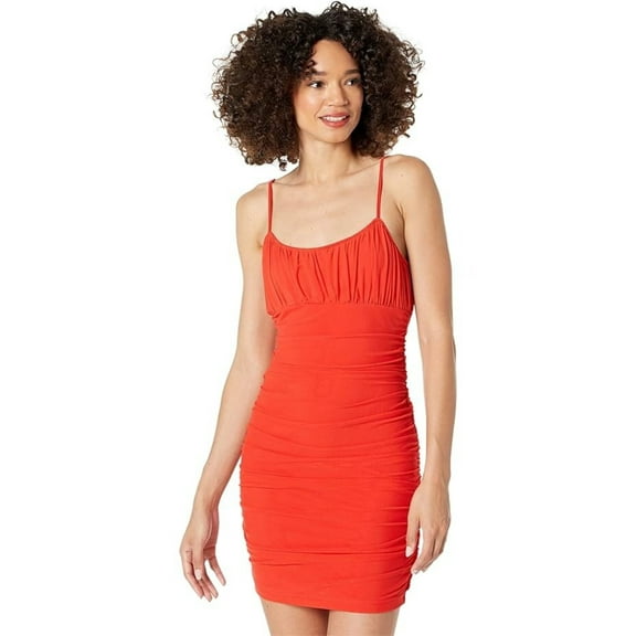 Steve Madden This Is My Jam Dress Women's Medium Orange Tiered Ruched JDM1653 (Orange,Regular,M)