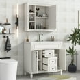 thumbnail image 2 of 36"Modern Bathroom Storage Cabinet with 2 Soft Closing Doors and 2 Drawers, Mirror Cabinet with Vintage Handle, Single Sink Bathroom Vanity with Adjustable Soft-Close Hinges,White, 2 of 9