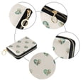 thumbnail image 3 of PU Leather Zipper Card Case Credit Card Holder Small Wallets Emerald Green Hearts Pattern, 3 of 7
