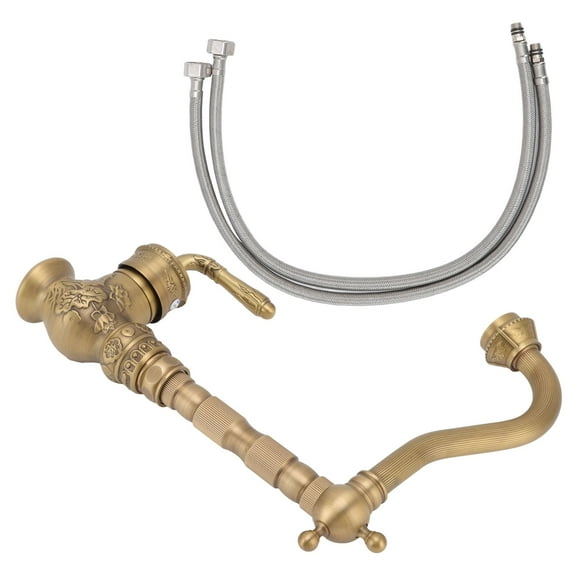 Antique Brass Kitchen Faucet, Leak Proof G1/2 Large Single Handle Kitchen Faucet for Household