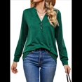 thumbnail image 2 of Camisas de Larga para Mujer, Otoño 2025, Blusas Elegantes Informales Tipo Henley, Blusas Modernas, Camisetas Bonitas, Conjuntos, Ropa. Verde Oscuro L, 2 of 10