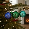 thumbnail image 3 of Snowflake Glass Disc Christmas Ornaments - 3.25" (82mm) - Blue and Green - Set of 3, 3 of 3