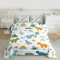thumbnail image 2 of Homewish Cute Cartoon Dinsaur Full Size Comforter Sets,Safari Dino Bedding Comforter Set,White Green Blue Bedding Sets For Boys Kids,Super Cozy Room Decor Reversible,3pcs, 2 of 8