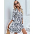 thumbnail image 4 of Womens Loose Fit V Neck Casual Short Dress Summer Flowy Mini Dress Beach 10996 Blue M, 4 of 9