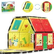 PicassoTiles Pete The Cat Magnetic Tiles, Home Theme Building Blocks with Double-Sided Printing, STEM Educational Toy for Toddlers Boys & Girls 3+