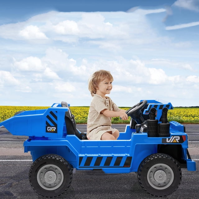 Yeshouse 12V Electric Ride-on Construction Truck, 12V Kids Ride on Dump Truck with Remote Control,4WD Electric Construction Vehicle