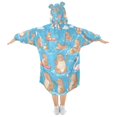 thumbnail image 2 of Wearable Blanket with Sleeves and Pocket Oversized Hooded Sweatshirt 3-14 YR Capybaras Pattern M, 2 of 7