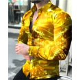 thumbnail image 1 of Camisa casual de fiesta para hombre 2024, camisa social de lujo para hombre, camisa con botones de solapa, camisa casual con estampado a cuadros dorado de manga larga, 1 of 6