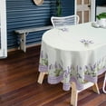 thumbnail image 3 of Lavender Oval Tablecloth 60 x 84, Light Purple Floral Tablecloth Table Cover, Elegant Country French Style Table Cloths for Parties, Kitchen Dining Table, Polyester Fabric Flower Tablecloth White, 3 of 6