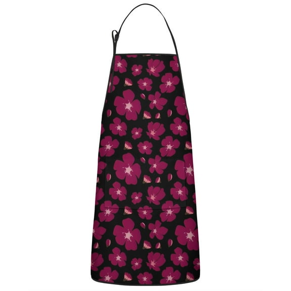 Pioneer Flower Floral Print Pattern Apron-Garden Aprons for Women with Pockets-Cotton Linen Waterproof Kitchen Cooking Gardening Aprons Adjustable for Kitchen,Cooking,BBQ and Salon 33x27 Inch