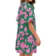 thumbnail image 4 of Short Sleeve Women Floral Print Loose Fit Lapel V-neck Casual Mini Dress, 4 of 7
