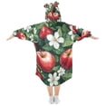 thumbnail image 2 of FORMRS Wearable Blanket Hoodie with Sleeves for Kids Cozy Flannel Sweatshirt, Red Apple Pattern, 2 of 7