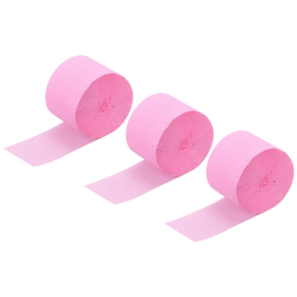 Uxcell Crepe Paper Streamer Decoration 82ft Long 1.77" Wide Pastel Pink Pack of 3