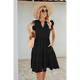 thumbnail image 5 of Vestido de Verano para Mujer, Cuello en V, con Volantes, Midi, Negro, Talla L, 5 of 6