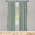 thumbnail image 3 of Ambesonne Trellis Curtains, Antique Retro Pattern, Pair of 28"x84", Purple Yellow Sky Blue, 3 of 5
