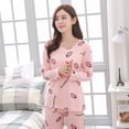 thumbnail image 5 of JANDEL Fashion New Cute O-Neck Long-Sleeved Trousers Casual Suit Ladies Home Suit, Pink 2XL, 5 of 10