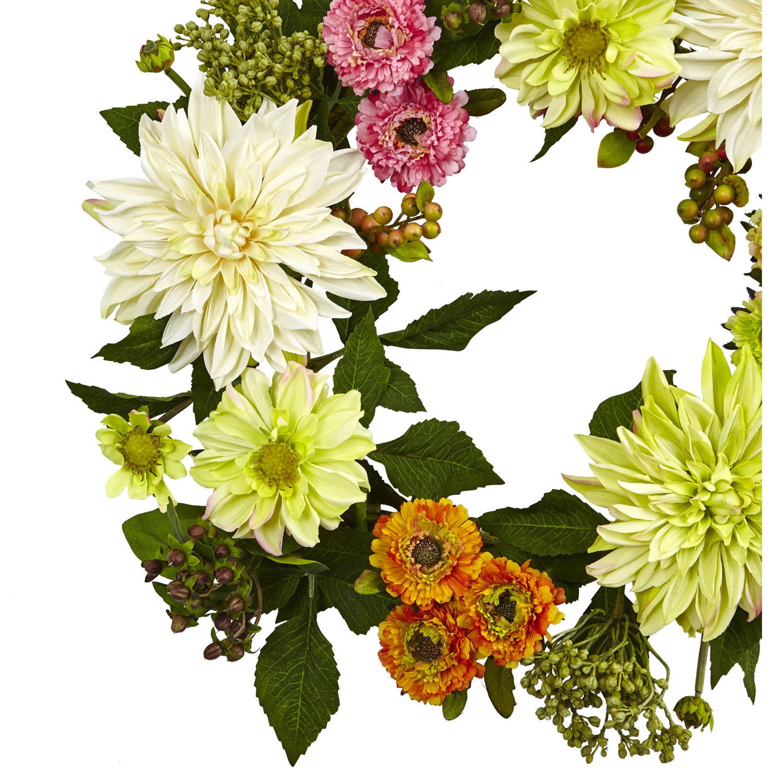 Nearly Natural Plastic Wreath, 22" (Assorted Colors)