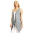 thumbnail image 3 of Made by Johnny Women's Lightweight Sleeveless Draped Open Cardigan M HEATHER_GREY, 3 of 6