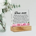 thumbnail image 4 of Acrylic Mother Gift Mom Desk Decor Present, Floral Dear Mom Thank You Decorative Clear Acrylic Desk Plaque Sign with Wood Stand for Home Birthday Mother's Day Christmas, 4 of 5