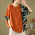 thumbnail image 2 of Sexlip Womens Swimsuit Set Floral Patchwork Cover Up Design Crew Neck Short Sleeve Loose Silhouette Quick Dry Fabric for Beach Outings Orange L, 2 of 7