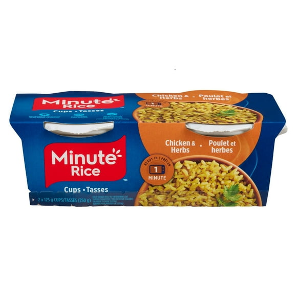 Riz blanc à grains longs et riz sauvage - saveur de poulet en coupe Minute Rice®, 250 g 125 g x 2 emballages