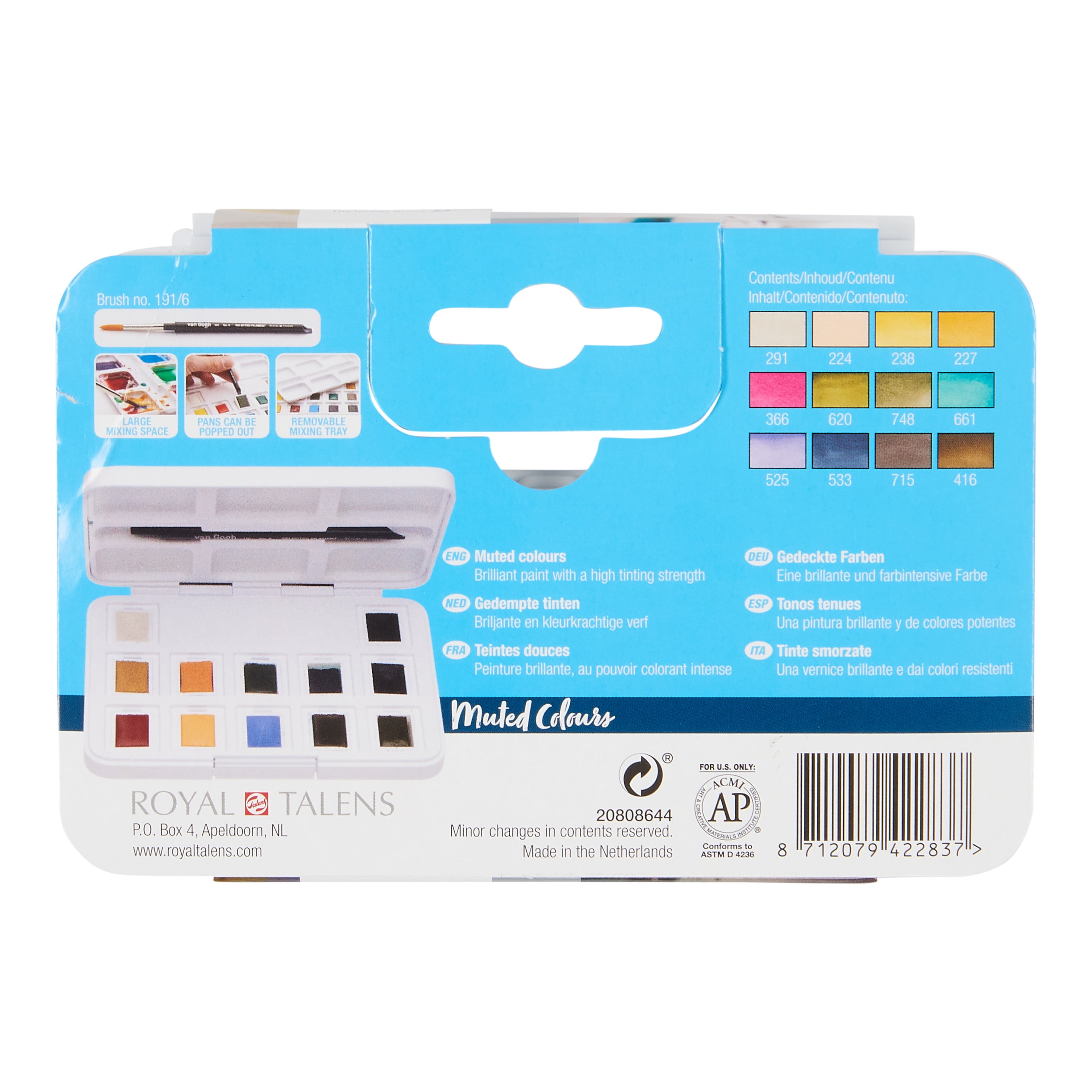 Van Gogh Watercolor Pan Set, 12-Colors, Muted Colors